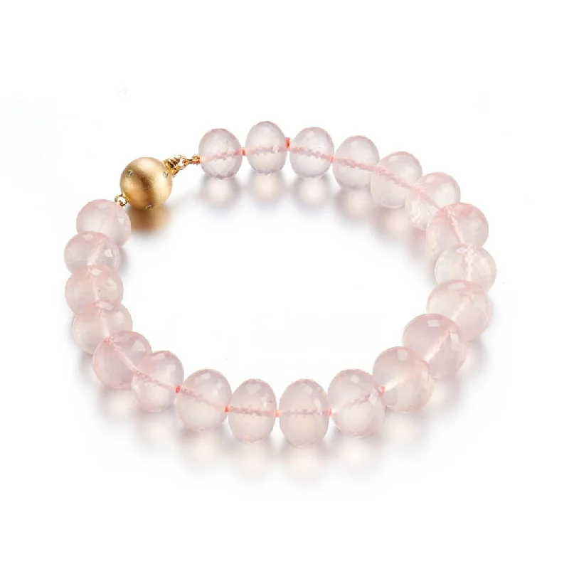 Patina bronze bangles-Laguna Bracelet in Rose Quartz & Diamonds