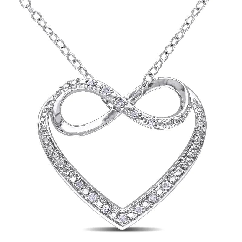 Round pendant necklaces-Miadora Sterling Silver Diamond Heart Infinity Necklace