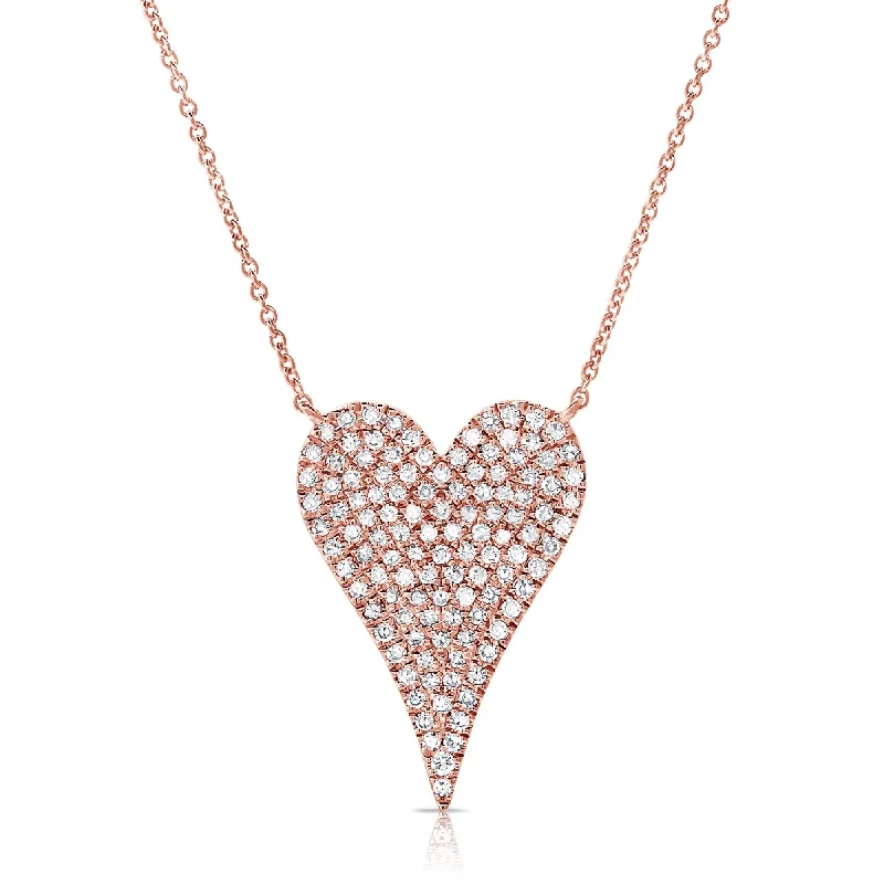 Elegant design necklaces-Joelle Diamond Pave Heart Necklace - Pendant 1/3 Cttw. 14K Gold