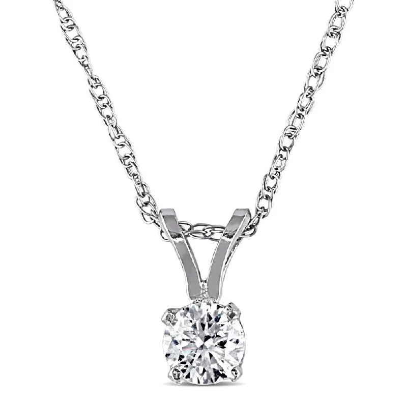 Vivid druzy necklaces-Miadora 14k White or Yellow Gold 1/4ct TDW Diamond Solitaire Drop Necklace