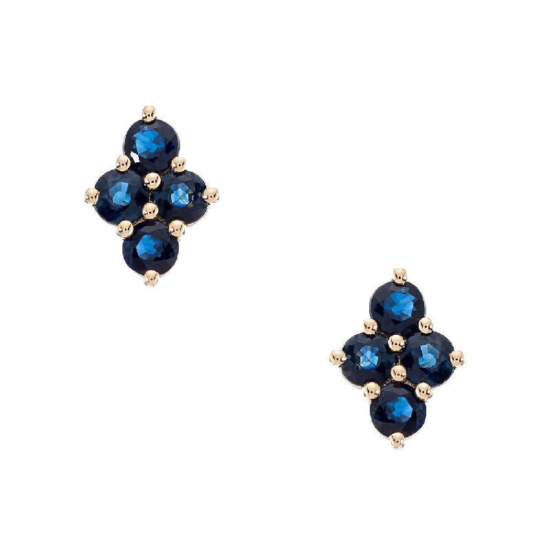 Playful pair earrings-Asher Studs Yellow Gold Sapphire