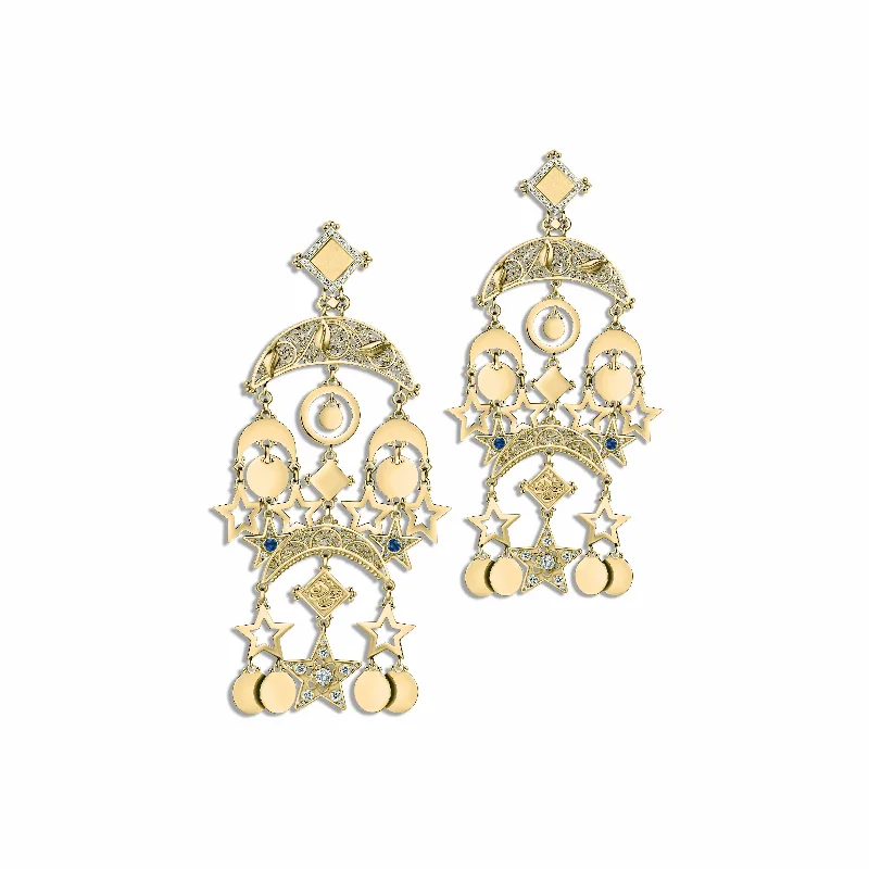 Subtle dangle earrings-Crescent Chandelier Earrings