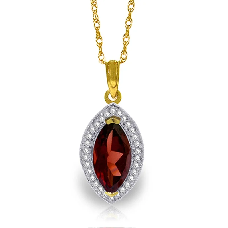 Vintage locket necklaces-2.15 Carat 14K Solid Gold Hayworth Garnet Diamond Gemstone Necklace