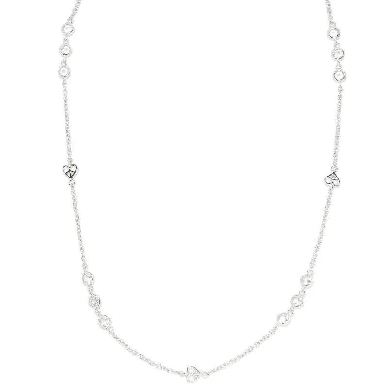 Stretch cord necklaces-Sterling Silver White Topaz Round Bezel Set Necklace