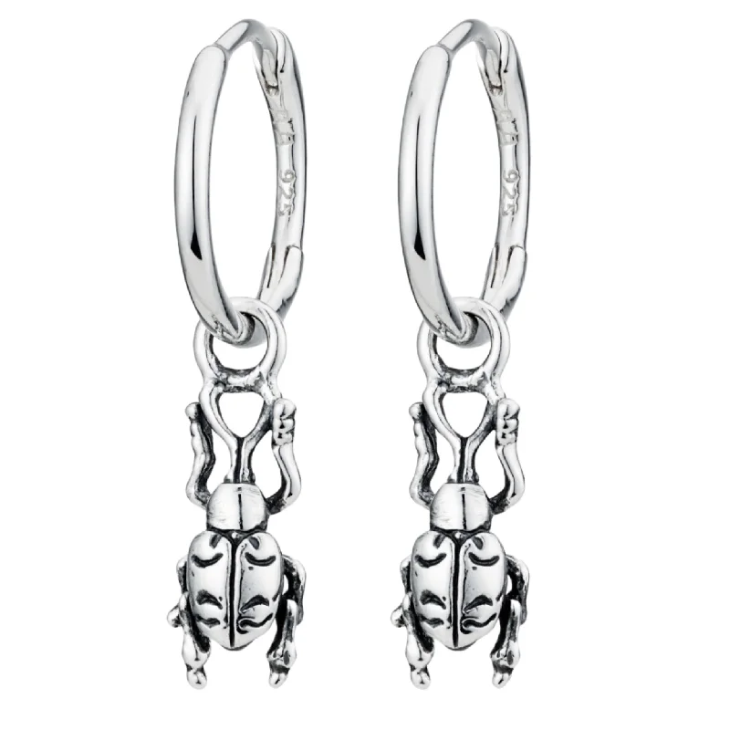 Agate drop earrings-WEEVIL - Sterling Silver Hoops