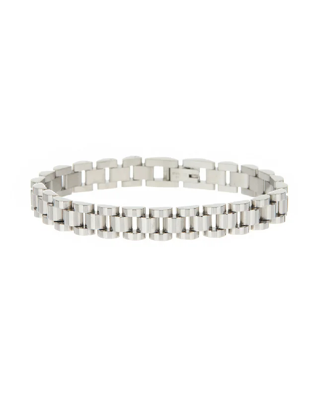 Lustrous silver bangles-Timepiece Bracelet- Silver