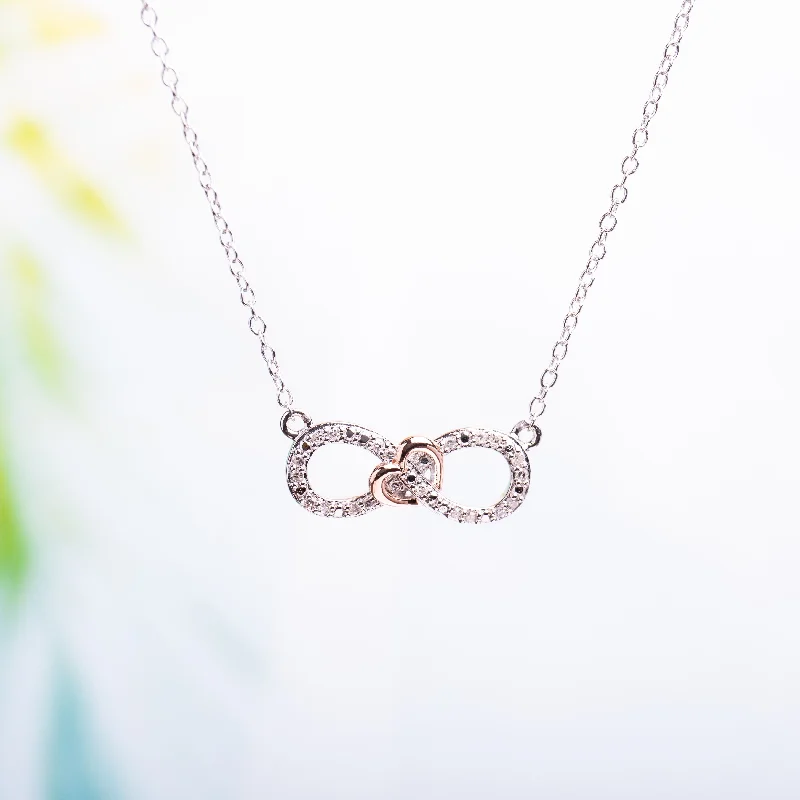 Silk fringe necklaces-Miadora Sterling Silver 1/10 ct. TDW Diamond Heart Infinity Necklace