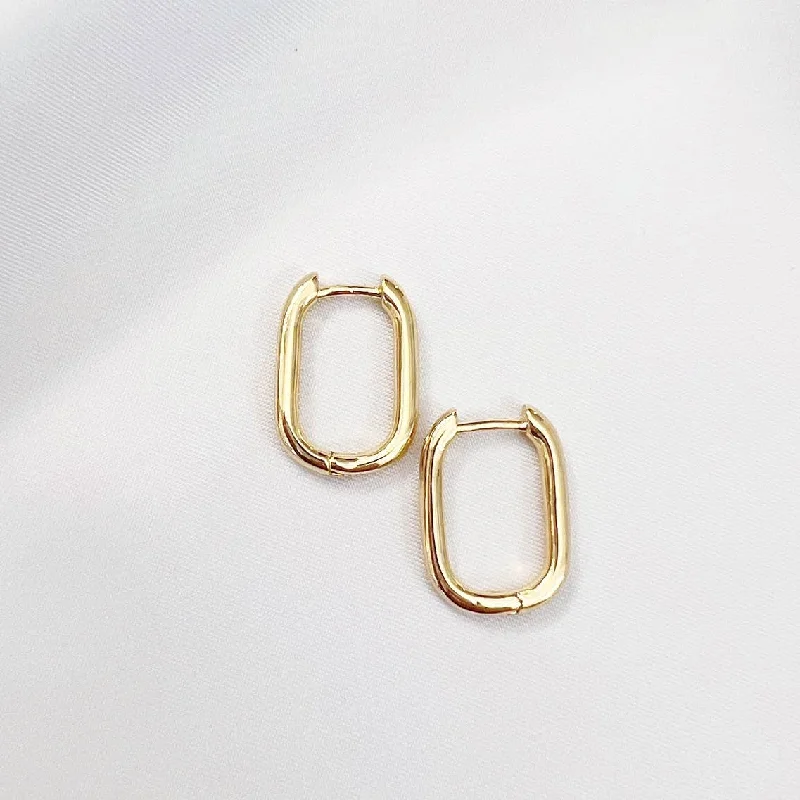 Petal hoop earrings-Kamryn Oblong Hoops Gold Filled