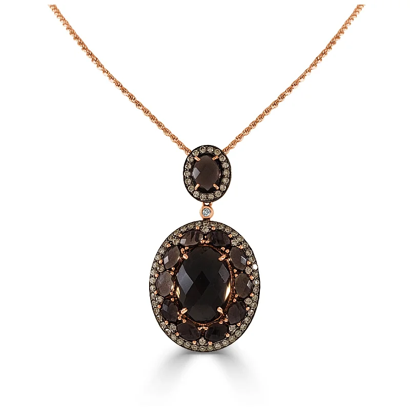 Drape-style necklaces-Joelle 14K Rose Gold 1.2 ct Brown Diamond & 16 ct Smoky Quartz Pendant Necklace