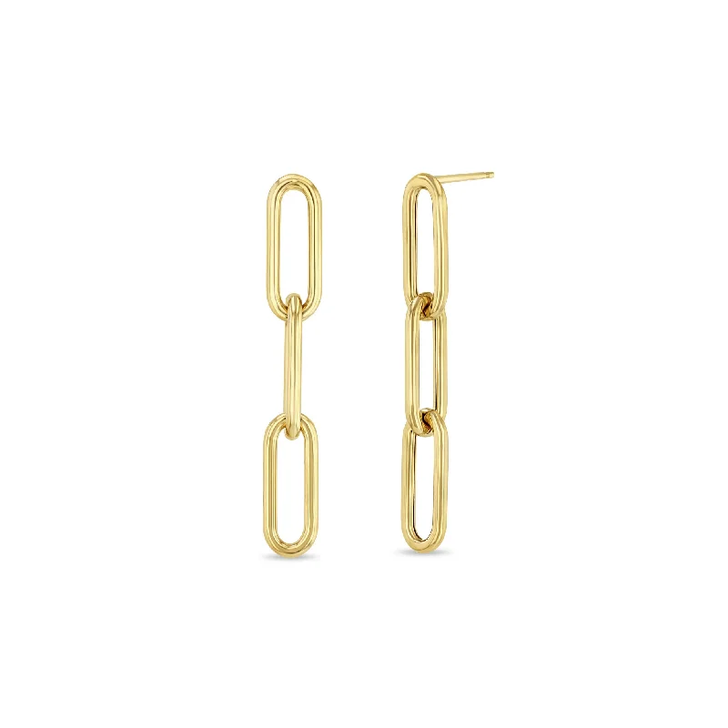 Petal hoop earrings-14k Gold Large Paperclip Chain Drop Earrings