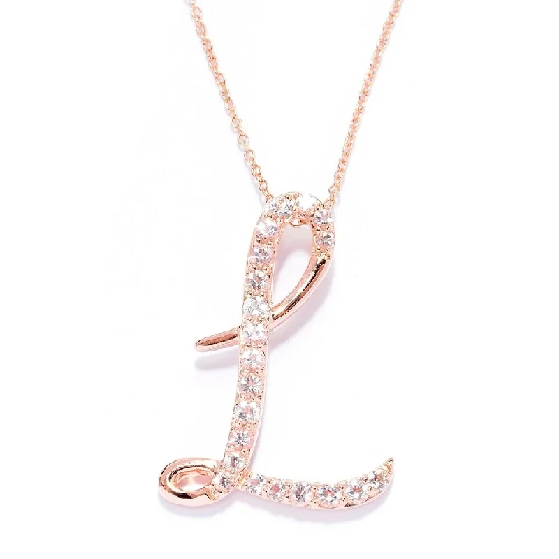 High gloss necklaces-18k Rose Gold over Sterling Silver Round Morganite Initial L Necklace