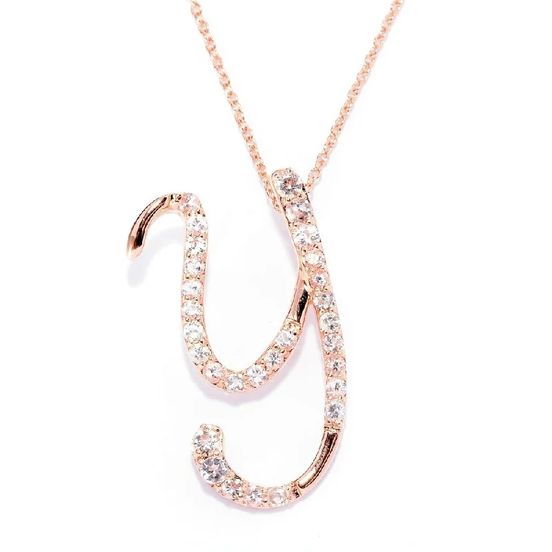 Wide bib necklaces-18k Rose Gold over Sterling Silver Round Morganite Initial Y Necklace