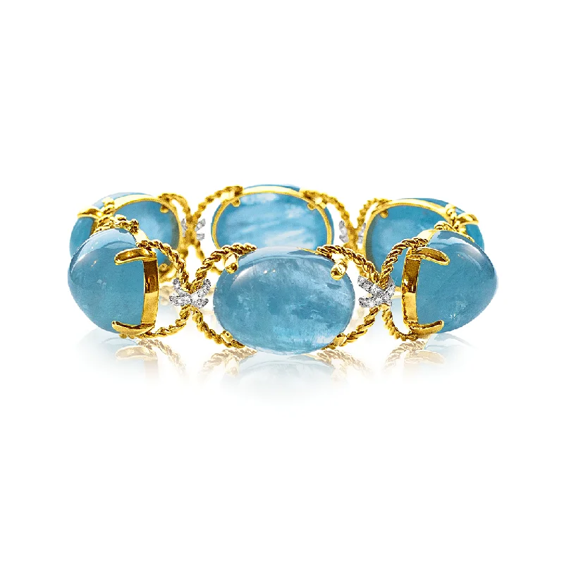 Pure link bangles-Pebble Bracelet in Aquamarine