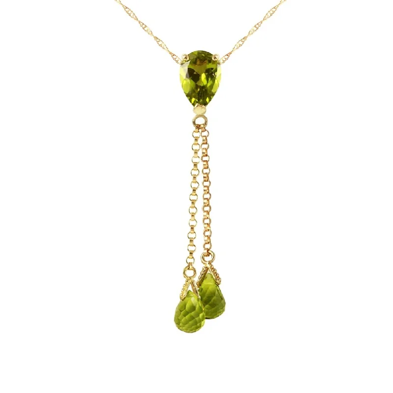 Round pendant necklaces-3.75 Carat 14K Gold Necklace Peridot