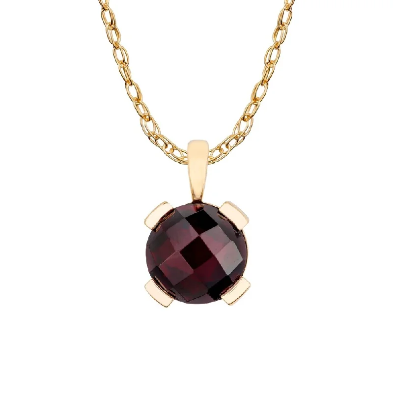 Fox charm necklaces-Viducci 10k Yellow Gold Genuine Round Garnet Pendant Necklace