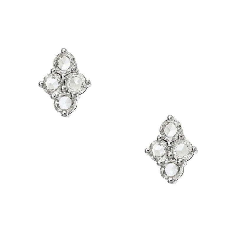 Bead weave earrings-Asher Studs White Gold Rose Cut Diamond