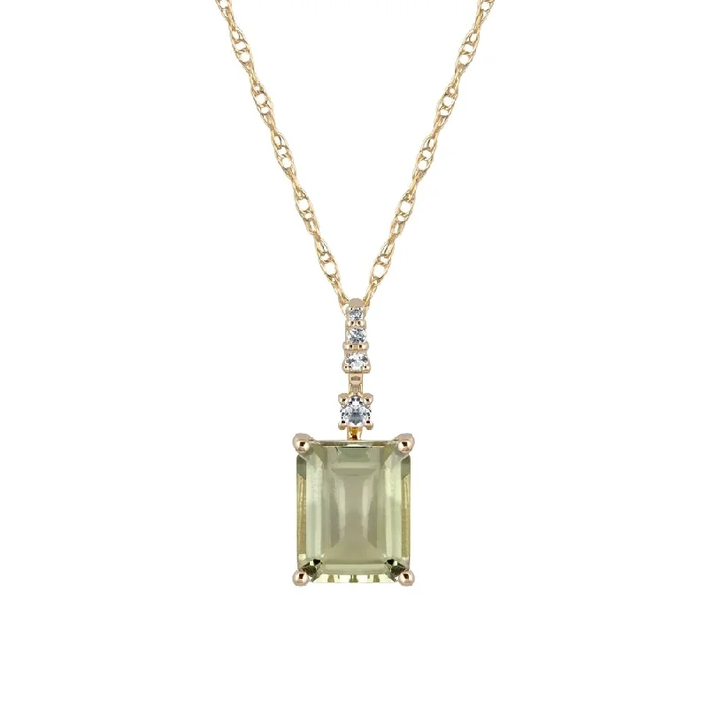 Silk fringe necklaces-Viducci 10k Yellow Gold Genuine Emerald-Cut Green Amethyst Pendant Necklace