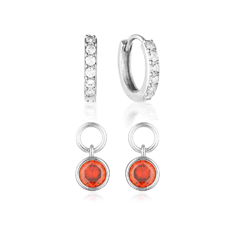 Large hoop earrings-Design Your Birthstone Set Jet Silver