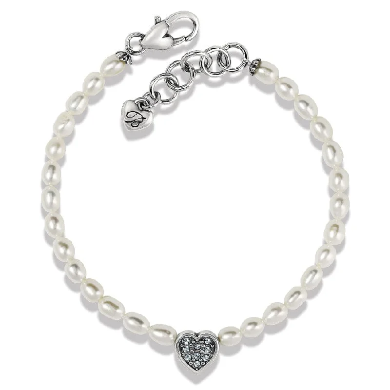 Wide chain bangles-Meridian Zenith Heart Pearl Bracelet