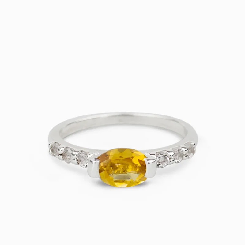 Citrine and White Topaz Ring