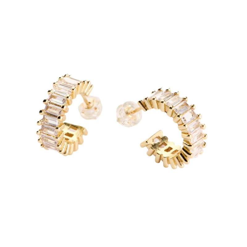 Silk cord earrings-Esther Gold Diamond Hoops