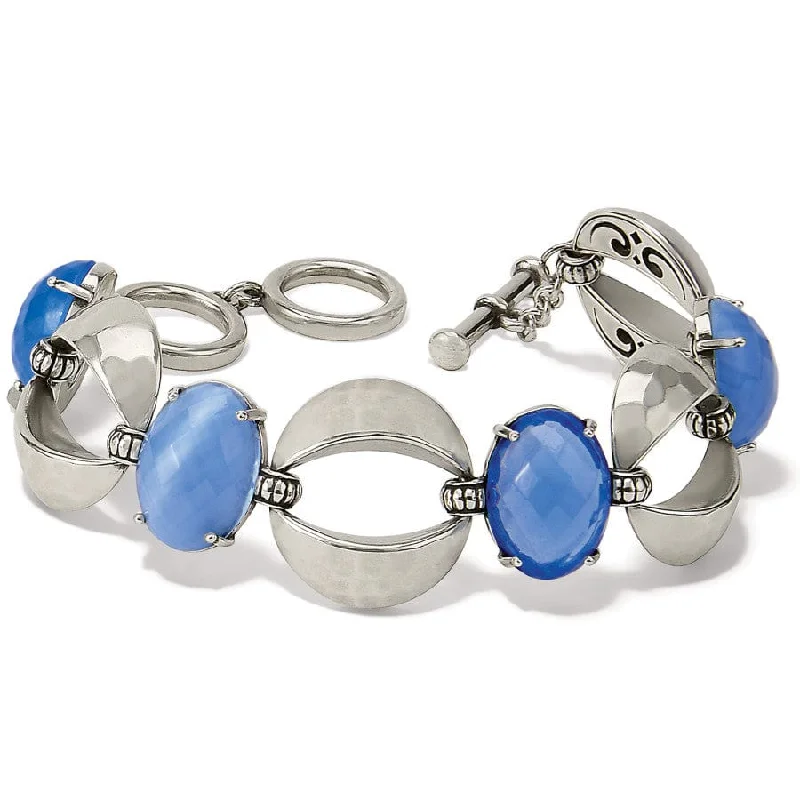 Wide cuff bangles-Blue Moon Link Bracelet