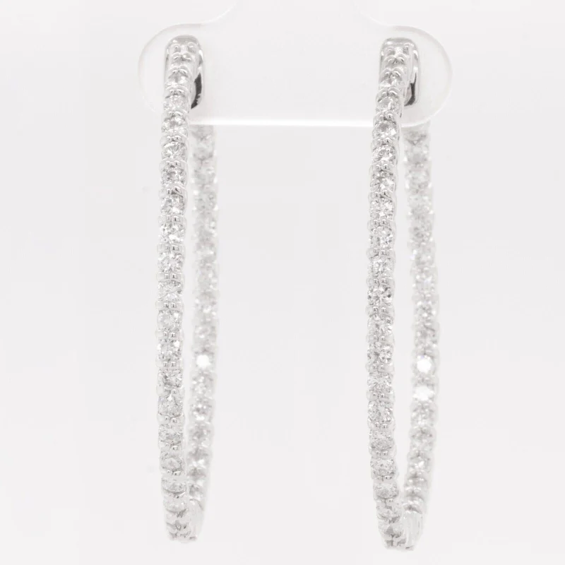 Wide statement earrings-14k White Gold Diamond In & Out Oval Hoop Earrings 8g 2.40ctw G VS2-SI1