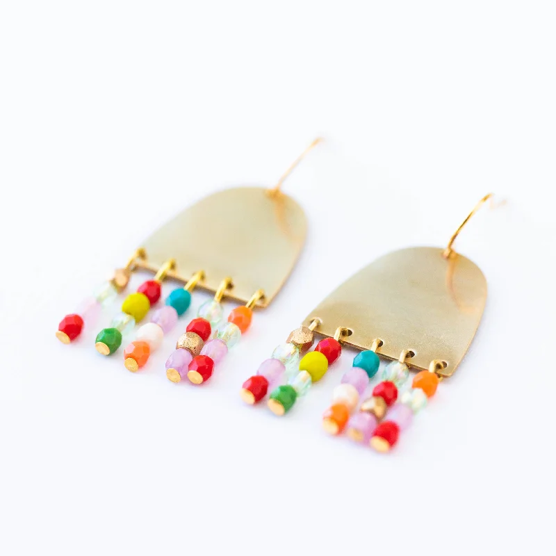 Dove feather earrings-Happy Fringe Earrings