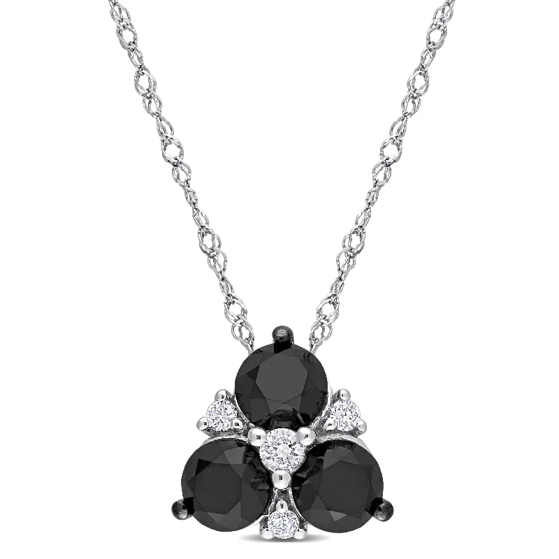 Layered link necklaces-Miadora 1 1/2ct TDW Black and White Diamond Clustered Necklace in 10k White Gold