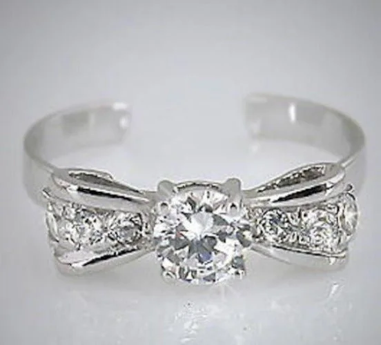 Luxe gold engagement rings-925 Sterling Silver Bow Tie Toe Ring - TRV001