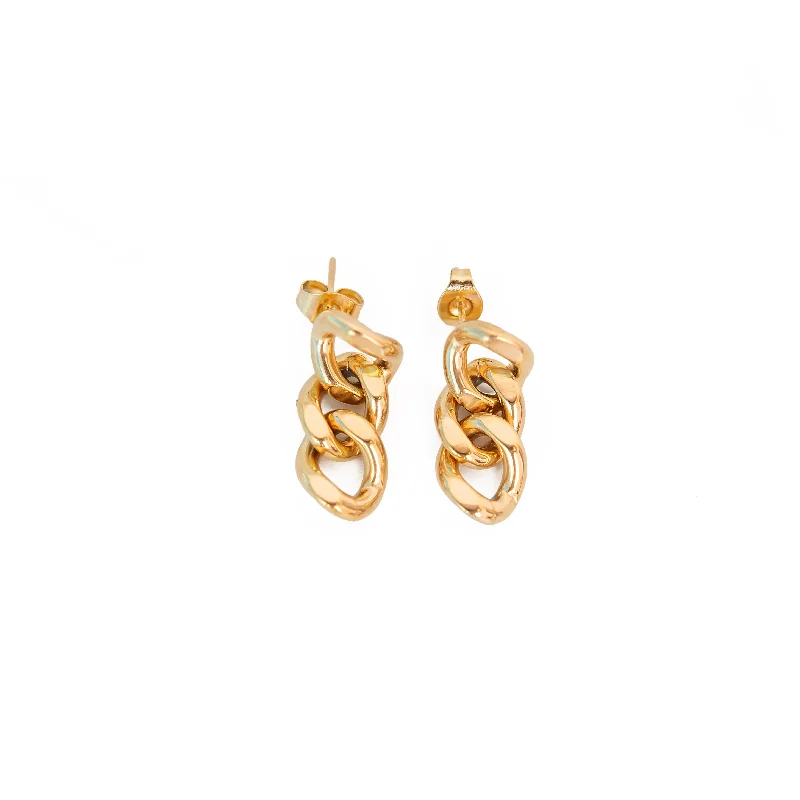 Playful pair earrings-Cuban Link Drop Earrings