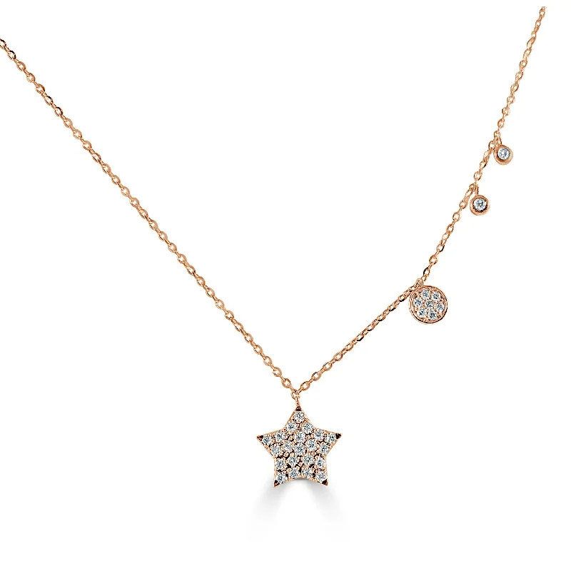 Smooth pendant necklaces-Joelle Diamond Star Necklace 14K Gold 1/5 ct TDW Adjustable to 16-18-inch Chain