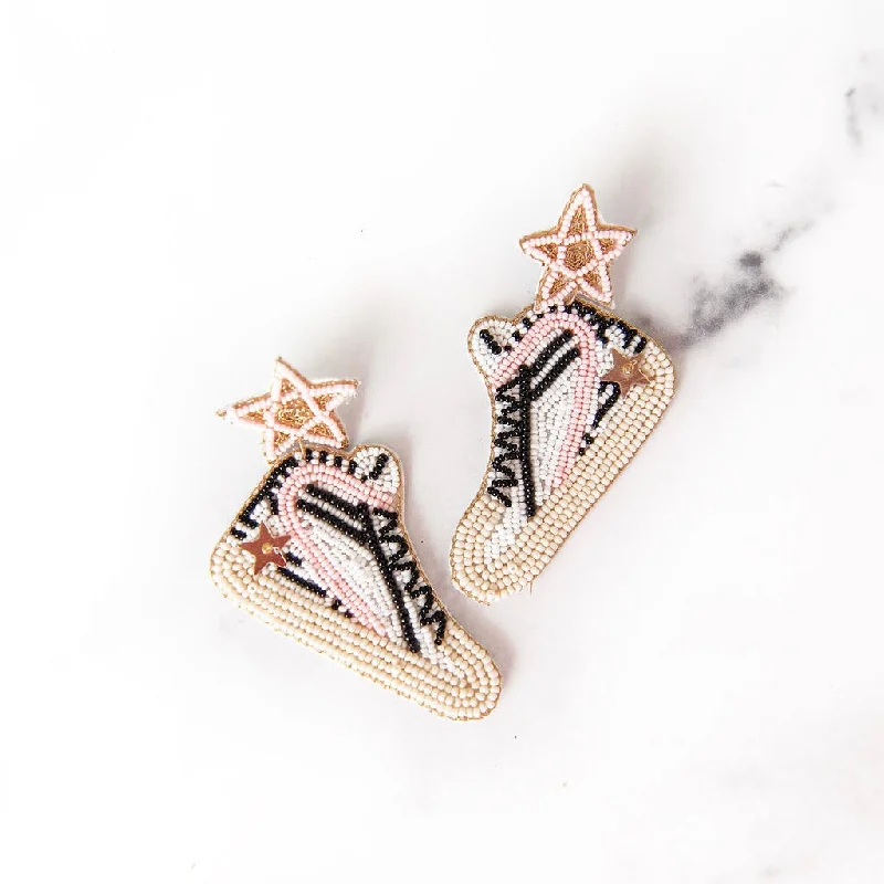 Half moon earrings-Pink and Gold Star Sneaker Earrings