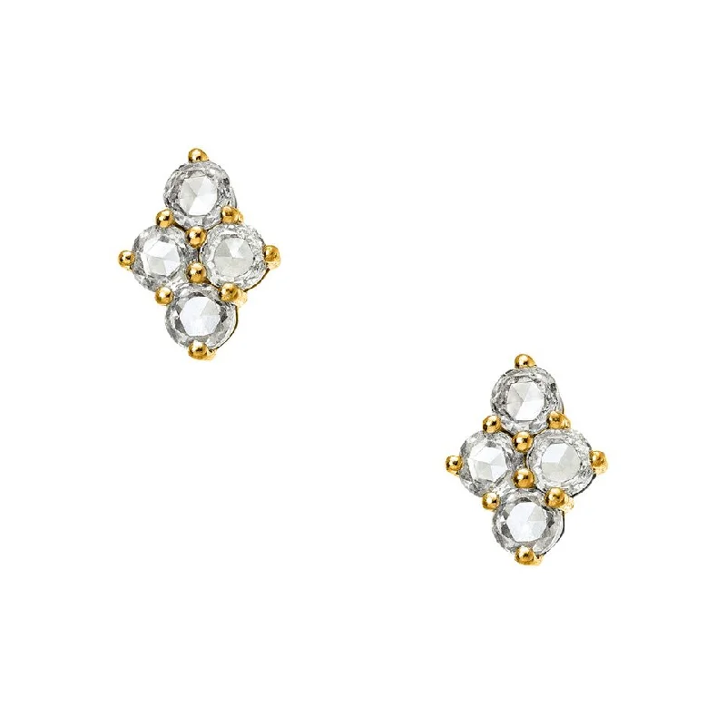 Trekker braid earrings-Asher Studs Yellow Gold Rose Cut Diamond