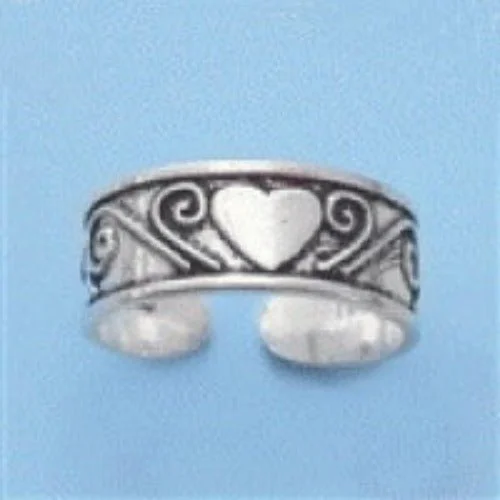 Night gothic engagement rings-Heart Design Sterling Silver Toe Ring