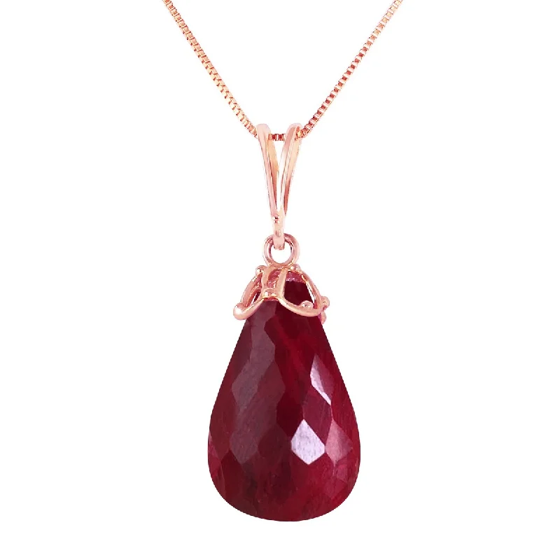 Chic art necklaces-14.8 Carat 14K Solid Gold Elegant Necklace Briolette Natural Ruby