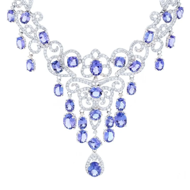 Whimsical bead necklaces-Auriya 14k White Gold 40 3/4ct Tanzanite and 11ct TDW Diamond Necklace - Blue