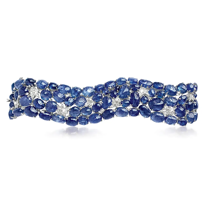 Wide cuff bangles-Stardust Bracelet in Sapphire