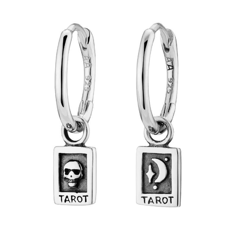 Sleek drop earrings-TAROT - Sterling Silver Hoops