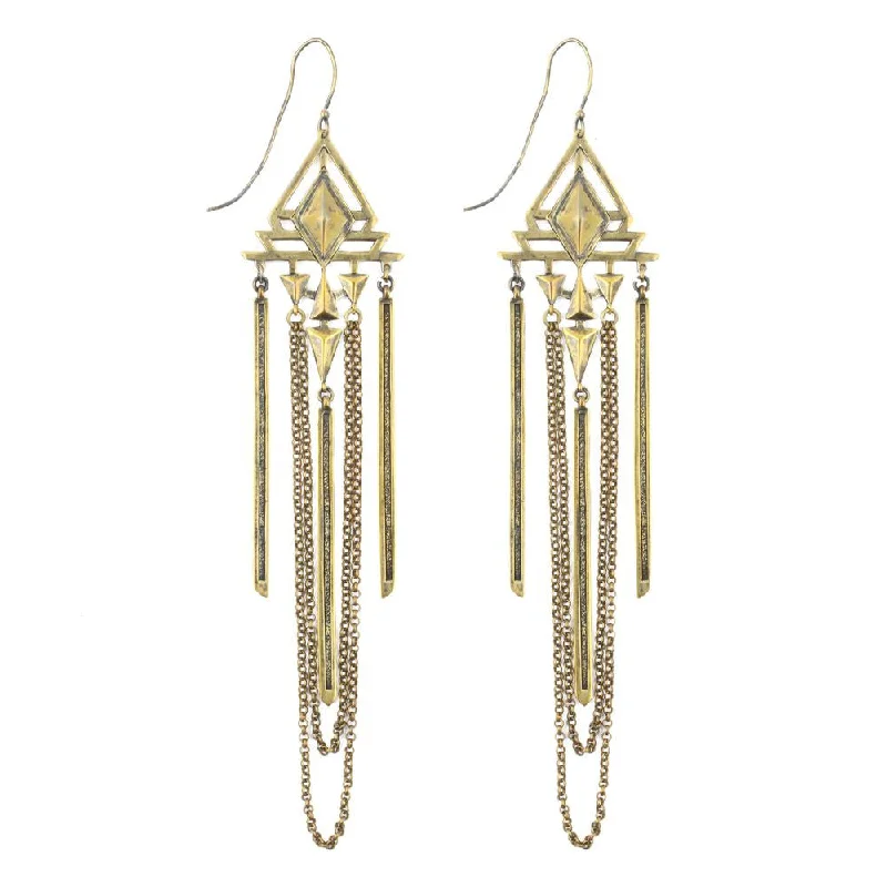 Layered tier earrings-diamond chain dangle earrings