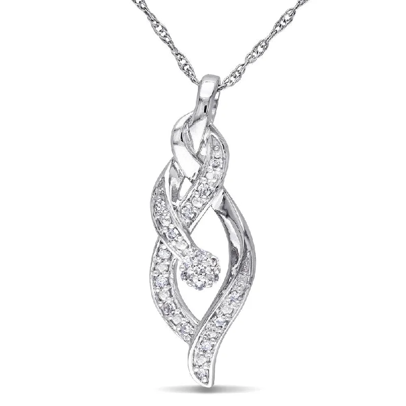 Neat-line necklaces-Miadora 10k White Gold 1/10ct TDW Diamond Necklace - White Gold - White Gold