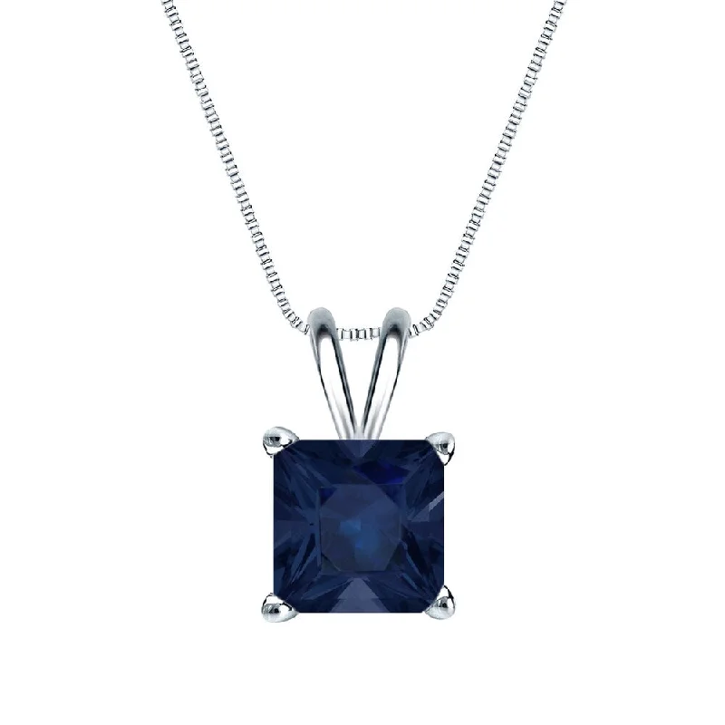 Spiral knot necklaces-Auriya 14k Gold 2ct Princess-cut Sapphire Solitaire Necklace