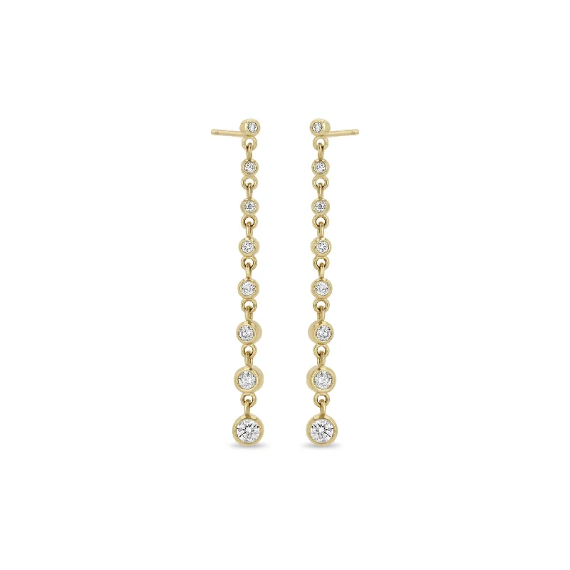 Baroque pearl earrings-14k Diamond Bezel Eternity Drop Earrings