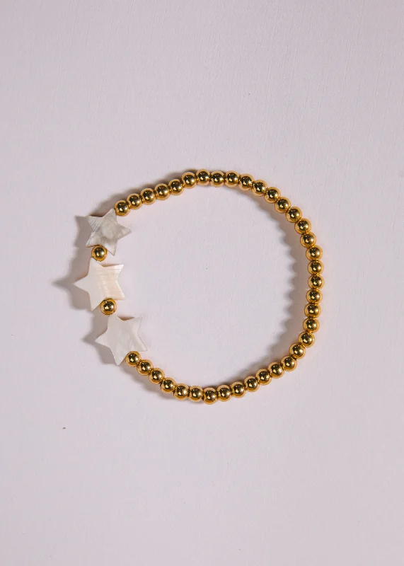 Polished bead bangles-Pearl Star Bracelet