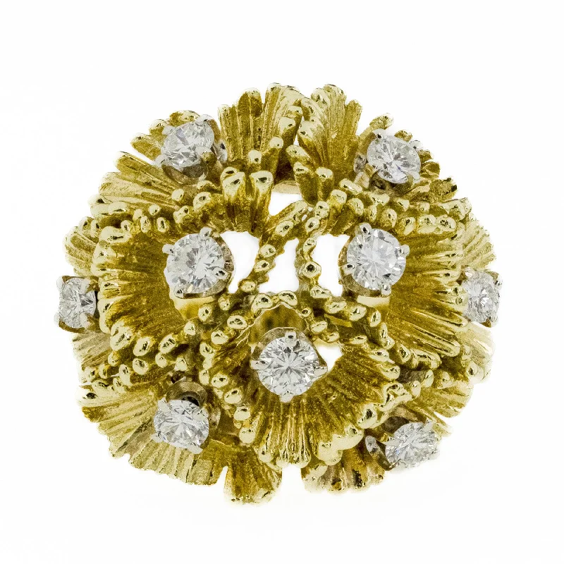 Victorian style engagement rings-1.25ctw Anemone Diamond Cluster Ring in 18K Yellow Gold - Size 5.75