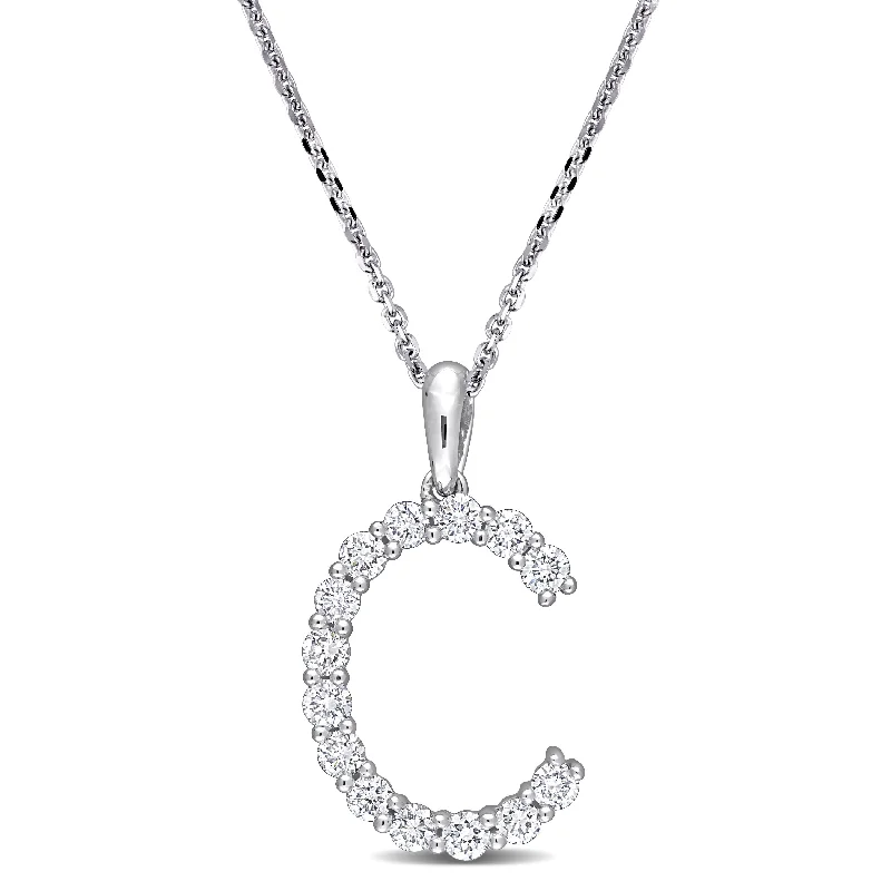 Vine braid necklaces-Miadora 1/2ct TDW Diamond 'C' Initial Necklace in 10k White Gold