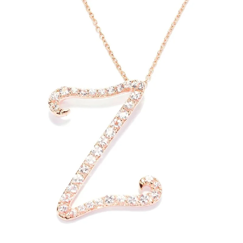 Slanted design necklaces-18k Rose Gold over Sterling Silver Round Morganite Initial Z Necklace