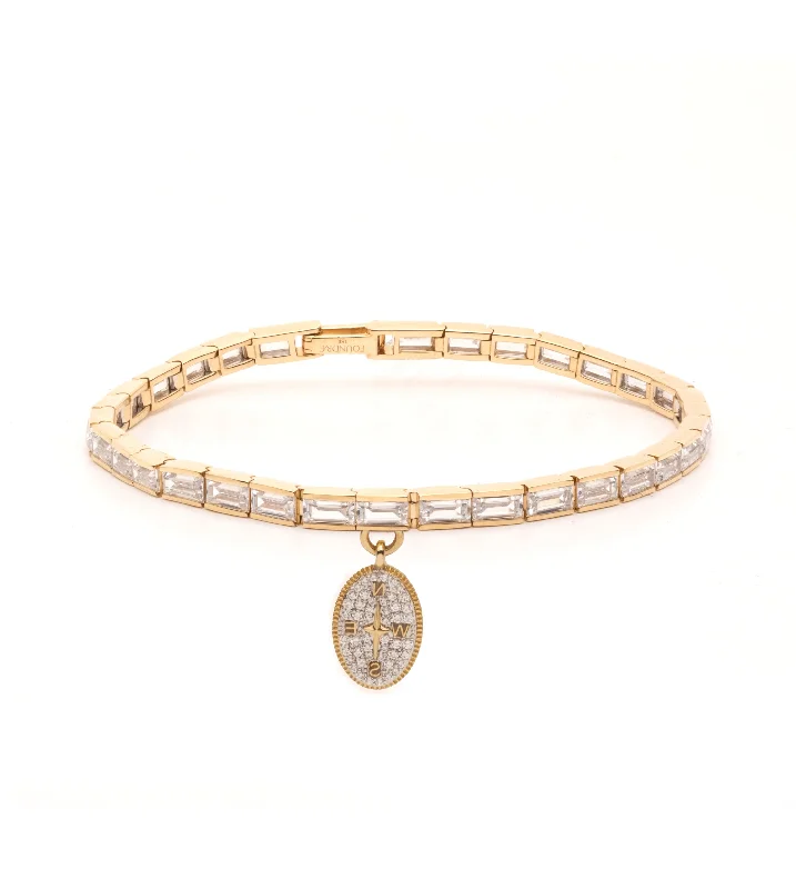 Multi-bead bangles-Internal Compass : Diamond Baguette Bracelet