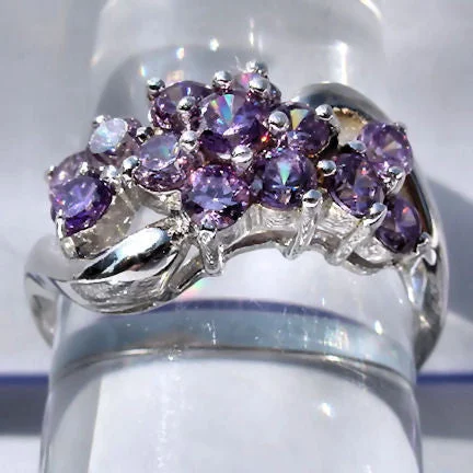 Victorian style engagement rings-Kiana: 1.4ct Amethyst Ice CZ Waterfall Cluster Bypass Ring