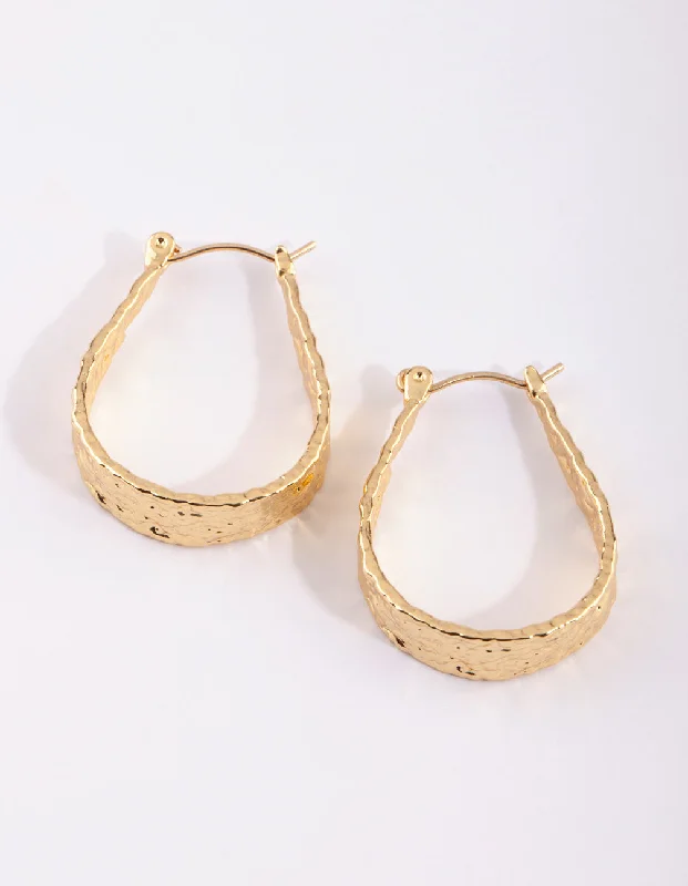 Playful pair earrings-Gold Plated Molten Hoop Earrings